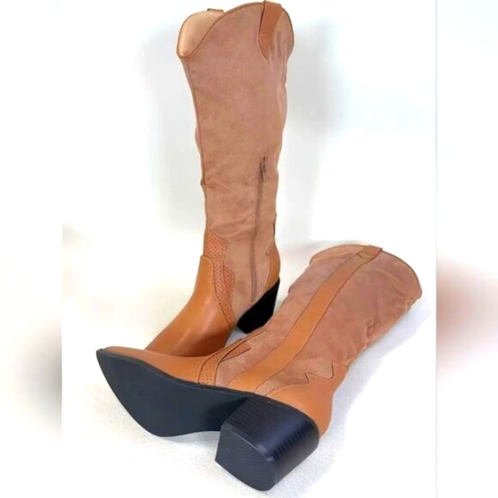 Ladies Western Brown Knee-High Boots Sz 8